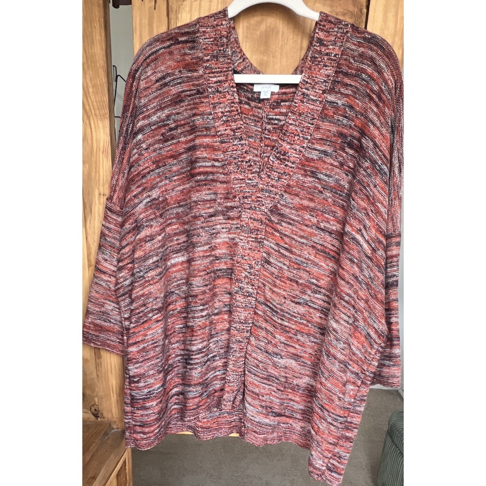 Pure Jill Women's PXL Petite Space Dye Knit pullover Cardigan Sweater V-Neck